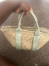 Zara Rafia beige green bucket small summer beach bag