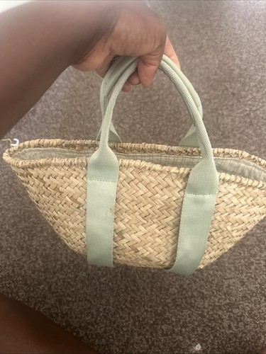 Zara rafia beige green bucket - zara,