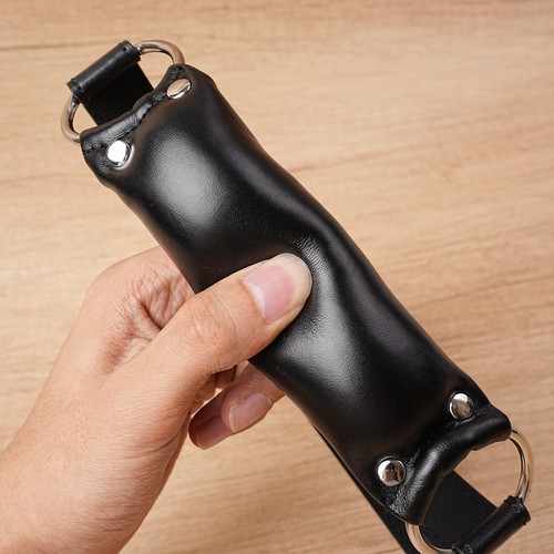 Leather mouth ball gag - gag, bone