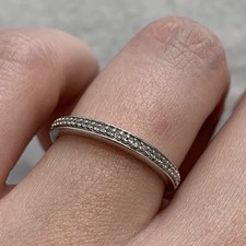 Diamond Pave Set Half Eternity Band Ring 9ct 375 White Gold - Size M