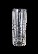 24.5cm Vintage Crystal Style Glass Vase – Tall Cylinder, Retro Chic Home Décor