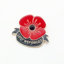 Red Enamel Poppies Pin Badge