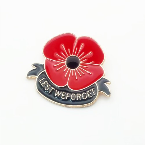 Red enamel poppies pin badge - enamel,