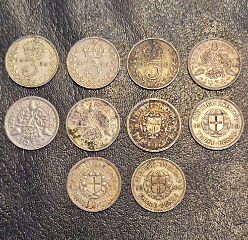10x silver threepence - 10x,