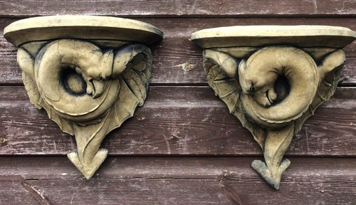 Pair dragon serpent corbels - of,