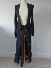 ZARA Open Front Long Cardigan Coat Belted Small 