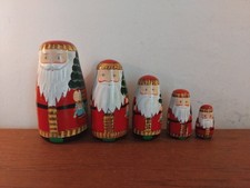 VINTAGE SANTA CLAUS RUSSIAN DOLLS X5