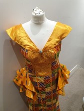 Elegant African Kente Dress Satin Finish -Ghana
