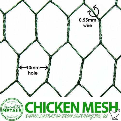 Green pvc 13mm chicken wire - green,