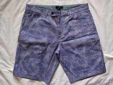 Ted Baker Size 34 Men's Shorts Bermuda Pants Purple On Big Leaves Brand New