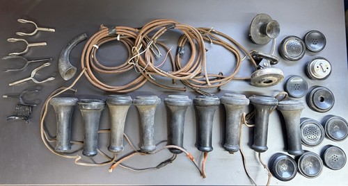 Antique phone parts lot - phone,