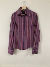 Hawes & Curtis  - Hipster  Stripe Fine Cotton Double Cuff Fitted Shirt Size 12