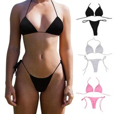 Women Sexy Mini Micro Thong Underwear G-String Bra Set Bikini Swimwear Nightwear