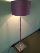 RRP £645 Simple Stylish Porta Romana Chrome Table Lamp Aubergine Shade