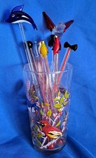 Small Job Lot Bundle Vintage Retro Glass Swizzle Sticks Cocktail Stirrers