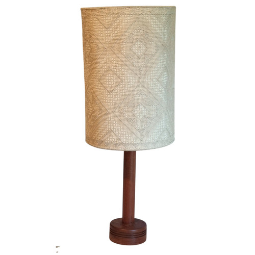 Teak table lamp woven - table, lace