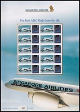 2008 GB Singapore Airlines First A380 Airbus Flight from UK BC-136 Smilers Sheet