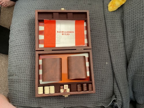 Vintage backgammon set brown - backgammon,