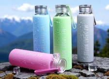Sports gym water bottle, blue, green, grey & Pink. With silicone sleeves. 550ml 