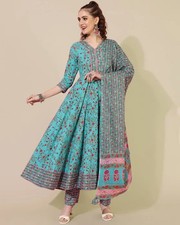 Indian Women Blue Cotton
