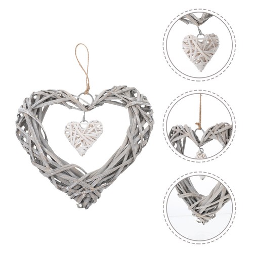 2pcs double heart - heart, wicker