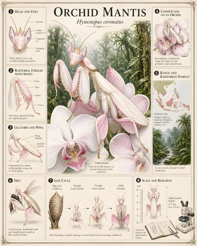 Orchid mantis featuring pink - orchid,