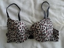 Womens Ladies Matalan  36B Leopard Print Push-Up Bra THICK Padded Natural animal