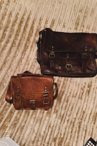 Vintage leather satchel duo - leather,