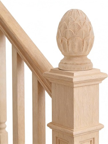 Wood staircase finial - wood,