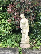 Reclaimed stone statue of a Girl Holding A Bird 70cm High