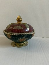 Rare Antique Japanese Satsuma Meiji Porcelain Trinket Dish with Lid – Signed