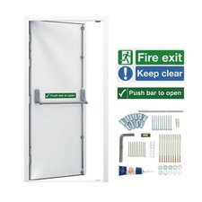 Fire Doors - Emergency Exit Panic Escape Metal Door & Frame - Fitted Push Bar