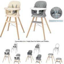 Convertible 6 in 1 Baby High Chair with Adjustable Legs for Babies and Toddlers