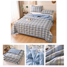 Thin blanket Plaid Summer Quilt Washed Cotton Air Condition Thin Comforter UK
