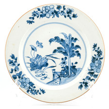 Antique Chinese Porcelain Plate Blue White Qing Qianlong Period 18th C