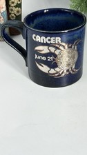 Staffordshire Potteries CANCER  Mug Zodiac Mottled Blue Cup Star Sign Birthday