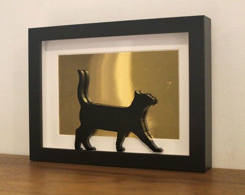 Polished gold black cat art - &,