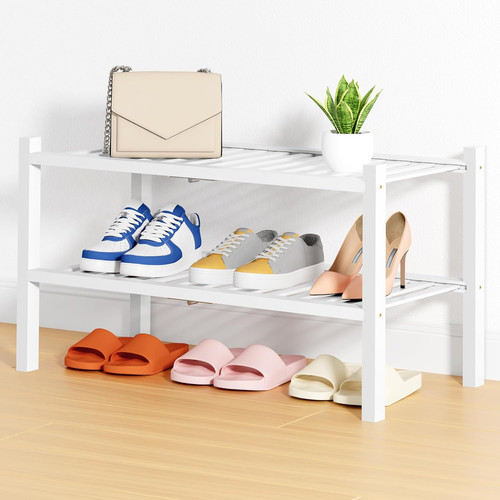 Shoe rack tier bamboo - shoe,