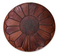 Moroccan Leather Pouf Cinnamon