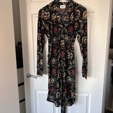Wolford Jungle Print Dress Floral Cheetah Long Sleeve Black Gold Women’s Small