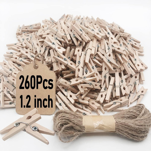 Mini pinzas ropa - 260p, madera