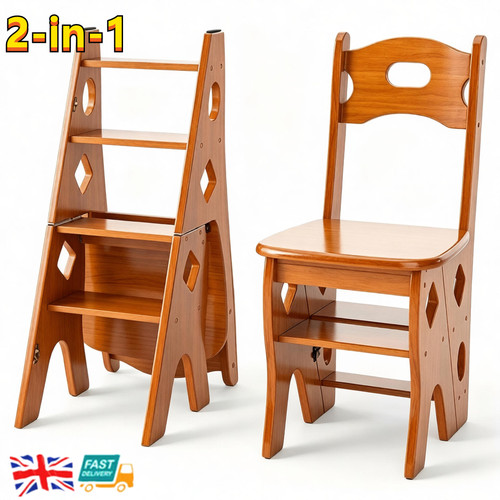 Folding wooden library step - folding,