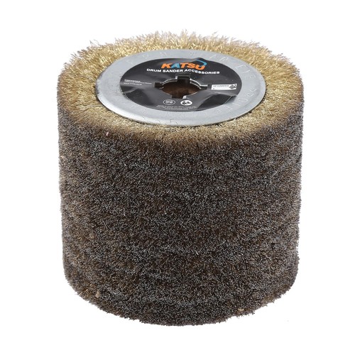 Brass coated wire brush drum - coated,