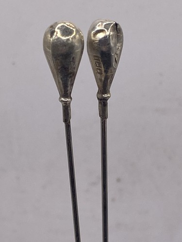 Pair silver hat pins - of,