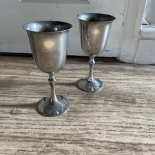 2 Vintage Silver Plated Water Goblet Wine Goblets