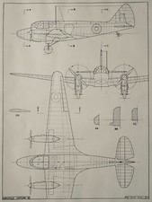 WW2 Great Britain Aircraft AIRSPEED OXFORD IV & V Scale Design Plan c1943