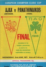 AJAX V PANATHINAIKOS ~  EUROPEAN CUP FINAL PROGRAMME ~ 2 JUNE 1971
