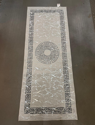 Grey black greek key runner - &,