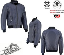Mens Grey Waterproof CE Breathable Textile Motorbike / Motorcycle Bomber Jacket