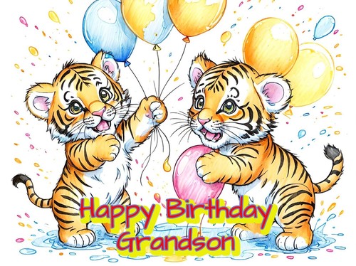 Happy birthday grandson card - birthday,